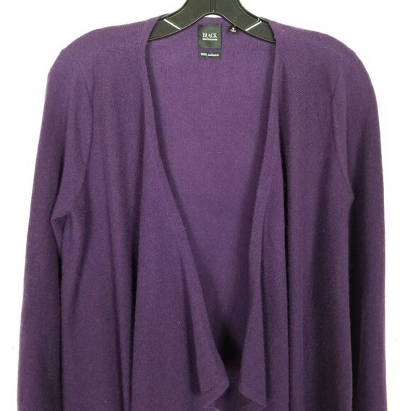 Black Saks Fifth Avenue Women Cashmere Cardigan Sweater Sz S Purple Open - Picture 2 of 7
